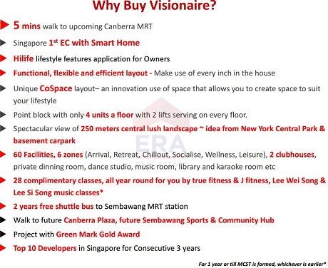 Why Buy The Visionaire EC near Canberra MRT