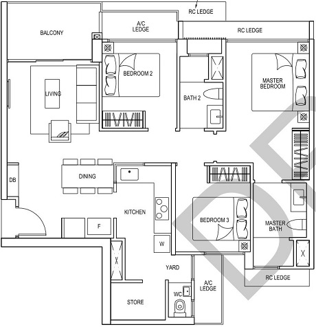 iNz Residence EC Floor Plan 3 Bedroom C5