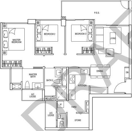 iNz Residence EC Floor Plan 3 Bedroom C7p