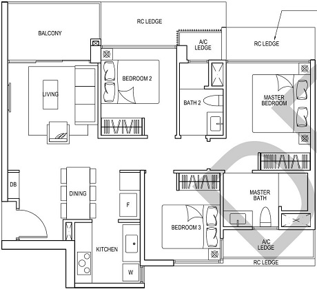 iNz Residence EC Floor Plan 3 Bedroom C1